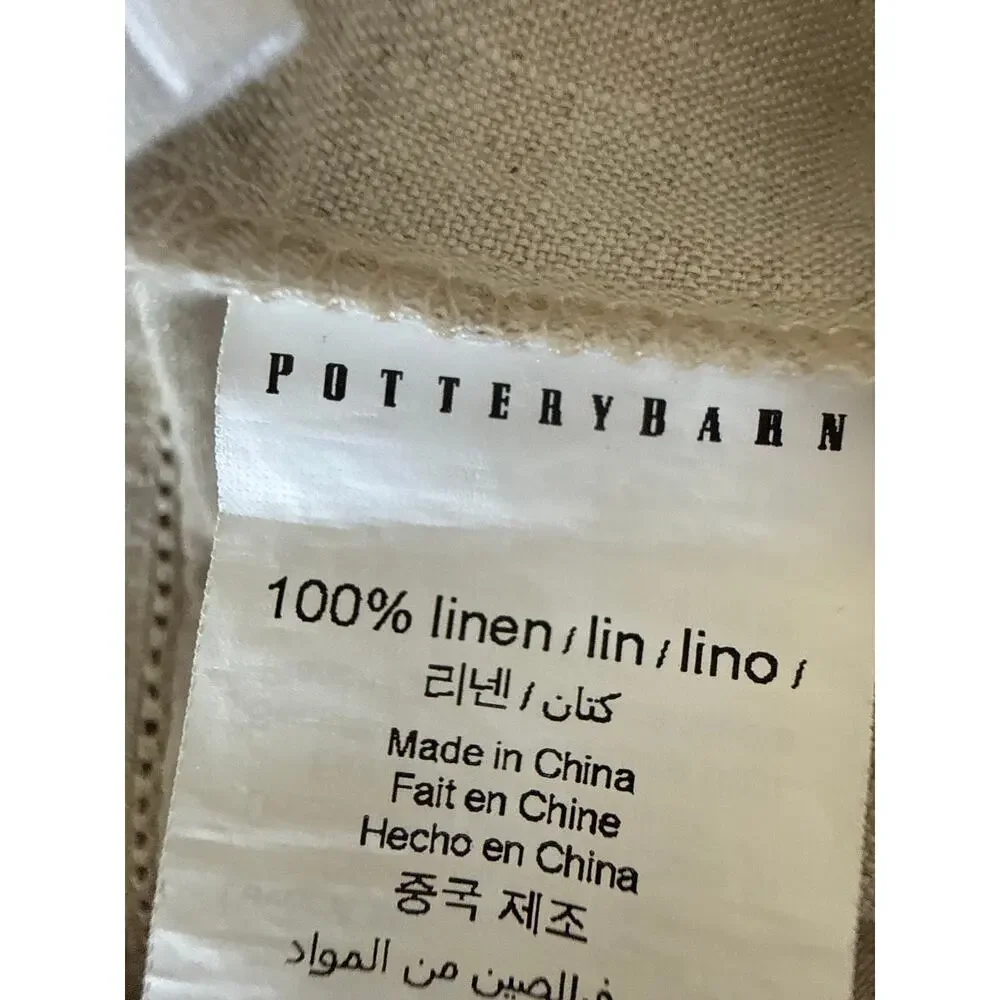 Pottery Barn King 100% Linen Pillowcases 1 Blue and 1 Cream